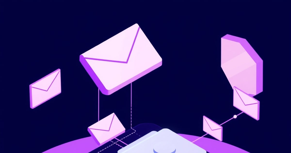 Isometric envelope showing exposed metadata headers surrounding an encrypted letter interior